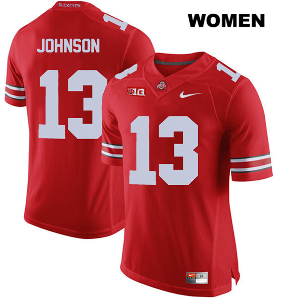 Ohio State Buckeyes Women's Tyreke Johnson #13 Red Authentic Nike College NCAA Stitched Football Jersey AK19M61JQ